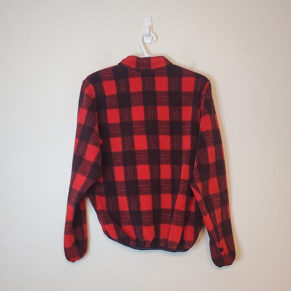 Men's Red and Black Plaid Fleece Jacket - Picture 2 of 4
